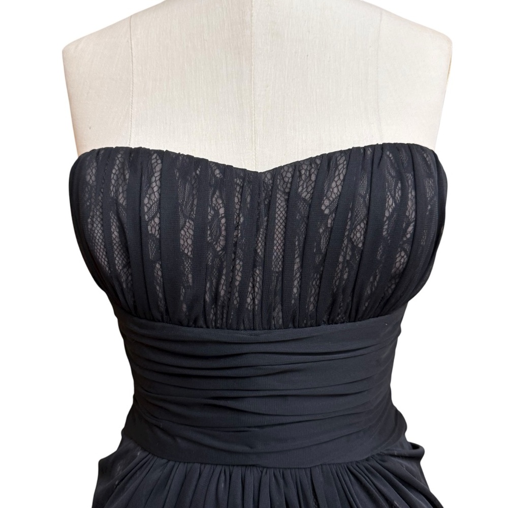 Max & Cleo Strapless Babydoll Dress Size 4 Black Pleated Cocktail Party Grunge - Picture 2 of 13